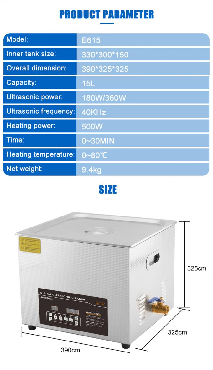 15L Ultraschall Waschmaschinenreiniger Doppelfrequenz für Fahrradkettenreinigung 6